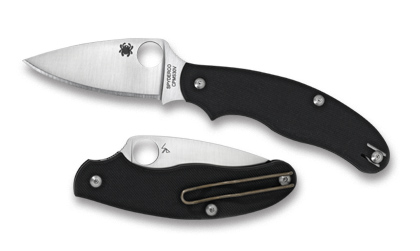 The UK Penknife  Black Knife shown opened and closed.