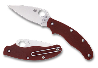 The UK Penknife  Red G-10 CPM S30V Exclusive Knife shown opened and closed.