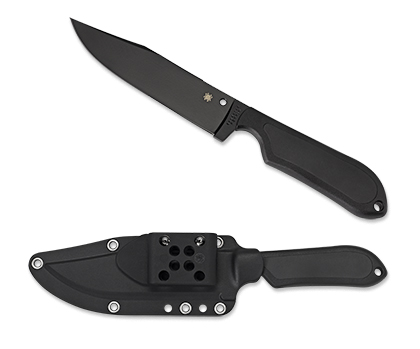 The Street Bowie  FRN Kraton  Black Blade Knife shown opened and closed.