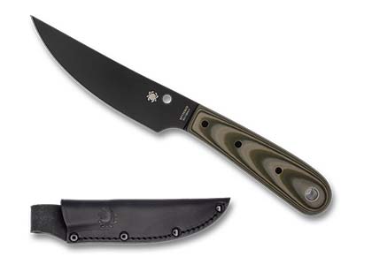 The Bow River  Desert Tan   OD Green G-10 Black Blade Exclusive Knife shown opened and closed.