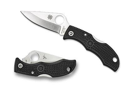 The Ladybug  3 FRN Black Knife shown opened and closed.