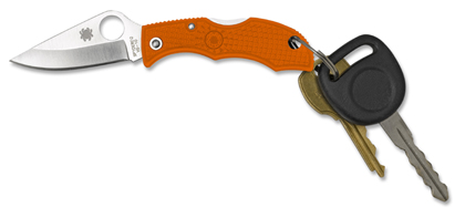 The Ladybug  3 Safety Orange FRN Knife shown opened and closed.