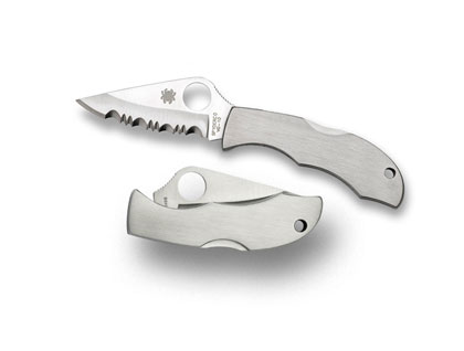 The Ladybug  3 Stainless Steel Knife shown opened and closed.