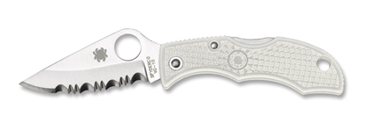 The Ladybug  3 White FRN Knife shown opened and closed.
