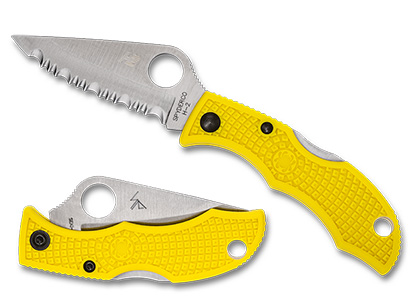 The Ladybug  3 Salt  FRN Yellow Knife shown opened and closed.