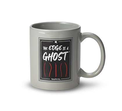 The The Edge is a Ghost  Ceramic Mug Knife shown opened and closed.