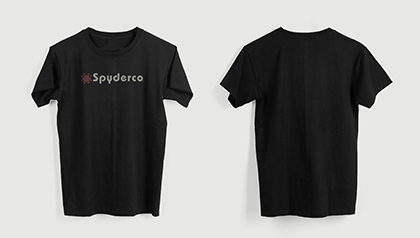 The Spyderco Logo T-Shirt  Black  Knife shown opened and closed.