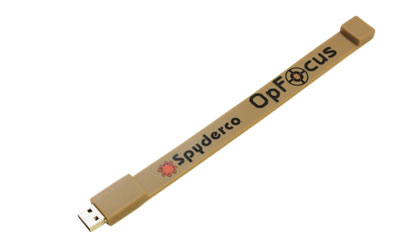 The OpFocus® 2GB USB shown open and closed