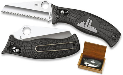 The Spyderco World Trade Center Knife shown opened and closed.