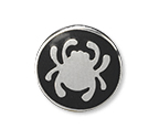 The Bug Lapel Pin shown open and closed.