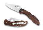 The Delica® 4 Mahogany Pakkawood HAP40/SUS410 Exclusive shown open and closed.