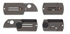 The Dog Tag Folder Aluminum Black Blade shown open and closed.