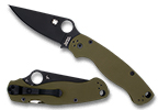 The Para Military 2 G-10 OD Green Black Blade Exclusive shown open and closed.