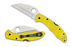 The Salt® 2 FRN Yellow Wharncliffe PlainEdge™ shown open and closed.