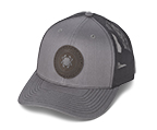 The Trucker Hat Charcoal/Black with Spyderco Patch shown open and closed.