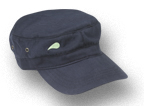 The byrd Hat Military Navy Blue shown open and closed.