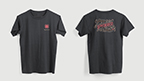 The Western T-Shirt (Charcoal) shown open and closed.