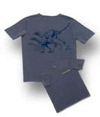 The byrd Blue T-Shirt shown open and closed.